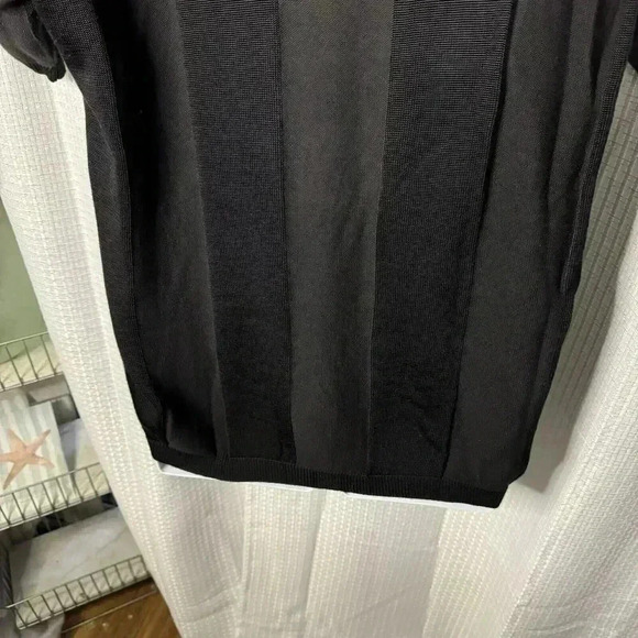 Elliott Men’s Large Black Stripped Pullover Black Knit Textured V Neck Top - Picture 7 of 13